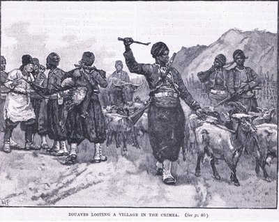 Zouver plyndrer en landsby på Krim 1854 e.Kr af Walter Paget